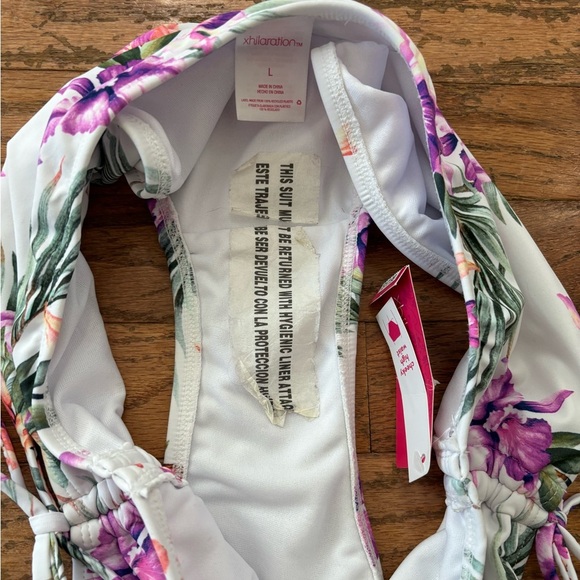 NWT Juniors' Cinched High Waist Cheeky Bikini Bottom | Size Large - Picture 4 of 4